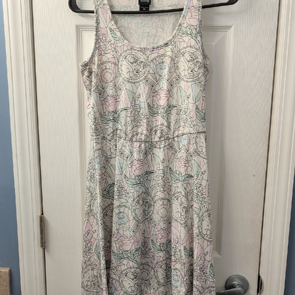 Disney Pastel Floral Beauty And The Beast Small Midi Dress